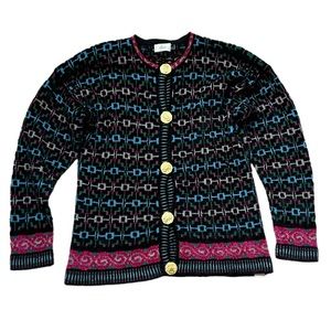 Vintage 1996  Dia Large Women's Sweater Handloomed Button Front Top Size Medium